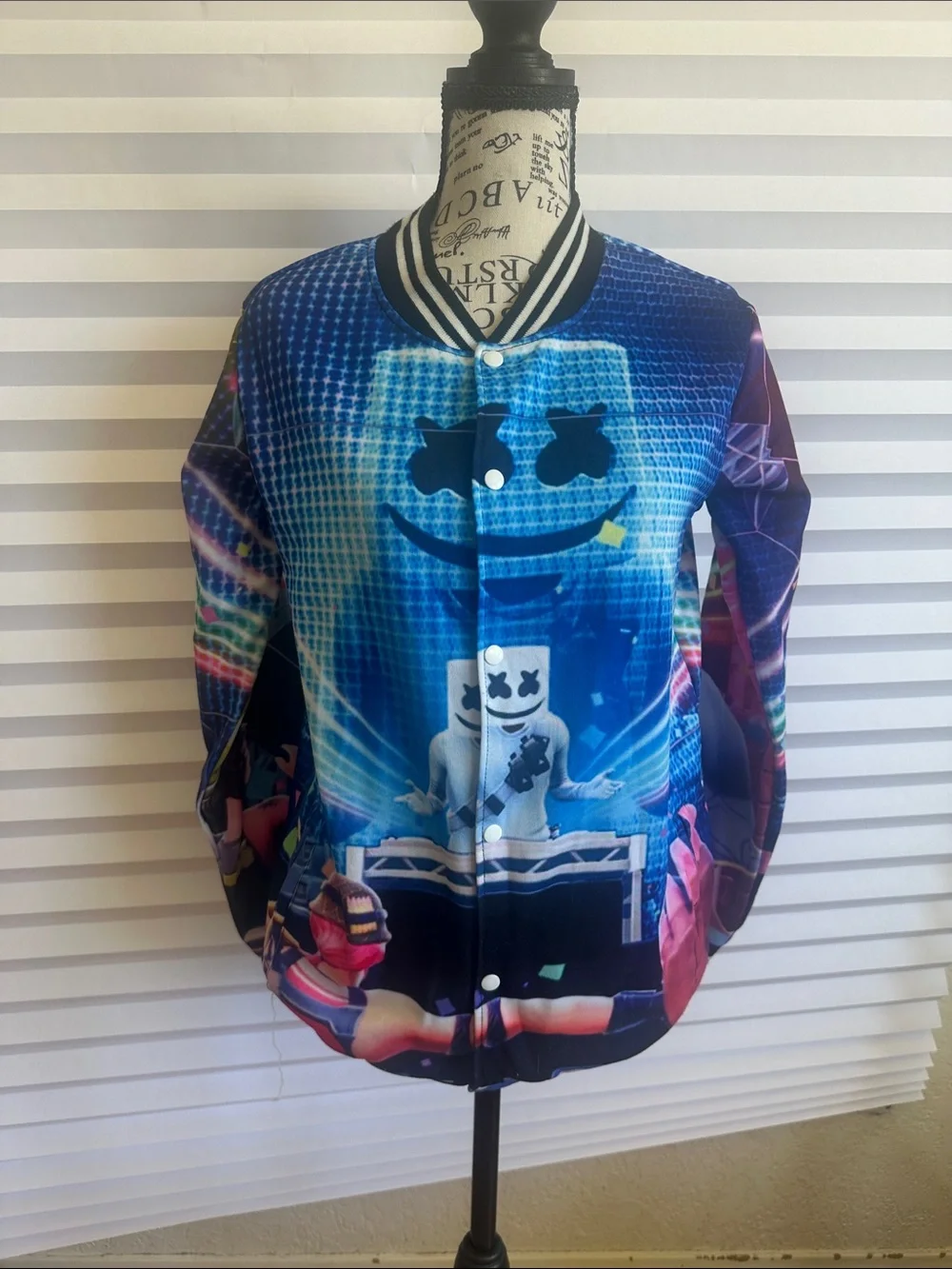DJ Marshmello Colorful Graphic Button Jacket Festival Streetwear Size Small